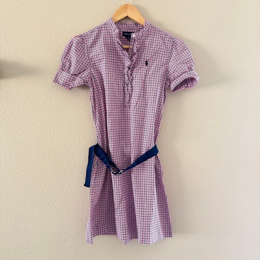 Ralph Lauren pink and white gingham check linen short dress
